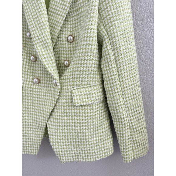 Revolve House of Harlow 1960 Houndstooth Pearl Double Breasted Blazer Small - Picture 2 of 9